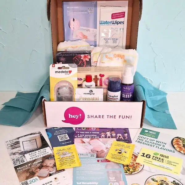 Free Hey Milestone newborn sample box with free baby stuff, baby samples, and newborn freebies